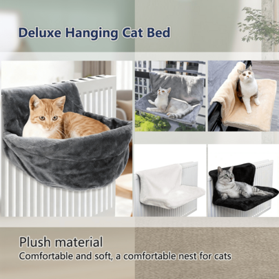 1 pièce Lit suspendu de luxe pour chat - Hamac détachable et pliable pour chats et petits chiens, nid douillet en polyester pour animaux de compagnie, échelle à chat pliante et lavable, peut être associé à un dispositif d'auto-divertissement anti-ennui pour chat.