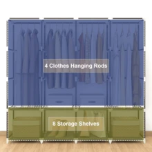 1 Large Portable Closet Storage Wardrobe - Sturdy Steel Frame, Durable Rack, Ample Space, Dust Cover - Perfect For Rental Homes And Basic Bedroom Furniture - Negro - Ver 4