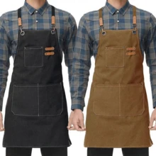 Waxed Canvas Tool Work Shop Apron Heavy Duty Woodworking Unisex Chef With Pocket - Brown - View 1