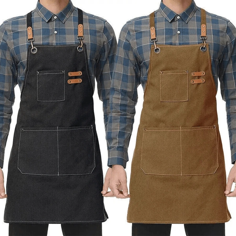 Waxed Canvas Tool Work Shop Apron Heavy Duty Woodworking Unisex Chef With Pocket - Brown - View 1