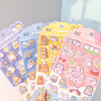 1 Pc Korean Import Nekoni Cute Animals Capybara Cats 3D Puffy Sticker Scrapbooking Journal Sticker Stationery Decor School Supplies