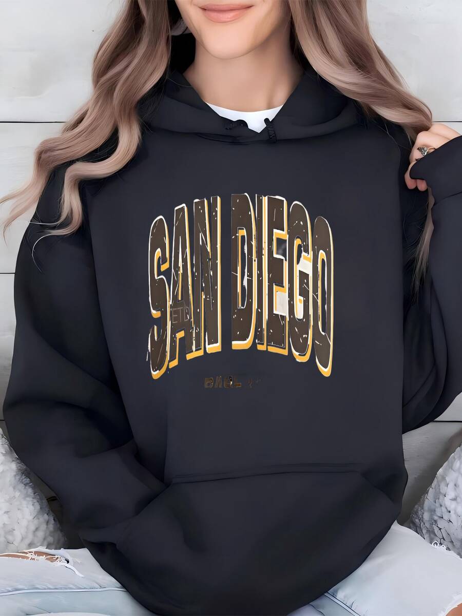 Womens Vintage San Diego Baseball Shirt, Distressed Baseball Shirt, ®, Sd Baseball Shirt, Slam Diego, Baseball Fan Gift, Women Men Hoodie - màu đen - Xem 1