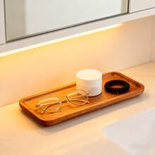 优雅的相思木浴室托盘，圆角矩形设计 - 多功能收纳架，适用于梳妆台、水疗中心和酒店式浴室台面