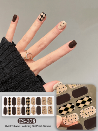 Emi Cured Gel Nail Strips , Clear Base, 20 Pcs Gel Nail Wraps, Stickers, UV Light Required, Salon Quality, Long Lasting,ES20 Cross-Border Wholesale Drop Shipping Red Book Same Style Nail Stickers Nail Stickers For Fingertips