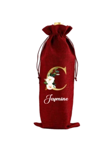Personalized Linen Drawstring Bottle Bag, Yellow Linen Pouch With Gold Floral Letter A-Z, Thick Linen Storage Bag, Linen Gift Bag With Drawstring Closure, Reusable And Durable, For Wine Bottle Storage, Ideal For Home Organization, Gift Packaging, Parties, Weddings, Holidays And Christmas Bottle Gifts. - Multicolor - View 20
