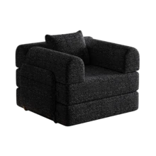 Chenille 2-In-1 Sofa Bed With Armrest Storage, Three Metal Frames, And Multiple Configuration Options. Two-Piece Set - 黑色+雪尼爾+1個座位 - 查看 9