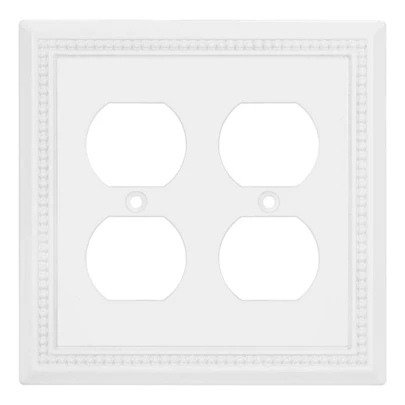 Henne Bery Sunken Pearls Heavy Duty Decorative Wall Plate Switch Plate Outlet Cover, Durable Solid Zinc Alloy (Single Duplex 2PK, Light Almond)