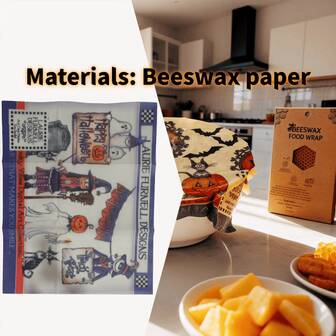 1pc Reusable Beeswax Food Wrap, Christmas Holiday Elements