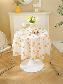 1pc European & American Style Waterproof Tablecloth, Nordic Minimalist Round Table Placemat, Heatproof, Waterproof, Oil-Proof, Non-Slip, Easy To Clean, Suitable For Home Dining Table/Desk, Hotel, Outdoor Camping - Multicolor - View 18