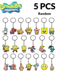 20Pcs Random SpongeBob Keychains - Simple Patrick Star Keychains Creative Cartoon Bag Charms Random Styles Key Rings Clothing & Bag Accessories Suitable For Birthday Gifts & Daily Matching Key Chain Gifts For Women Stocking Stuffers Gifts For Dad Stocking Stuffers For Men Teacher Gift Sister Gifts