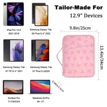 Rosettmönstrat surfplattefodral / iPad-bärfodral kompatibelt med iPad, Kindle, kompatibelt med Samsung Galaxy och Android-surfplattor, vattentätt med handtag och framficka, PU-läder (rosa) - fluga - Visa 7