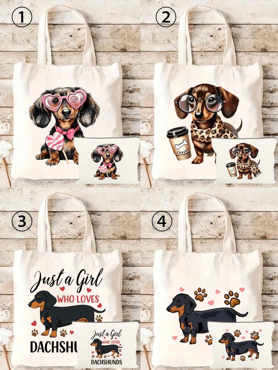 Túi tote vải canvas rộng rãi và thời trang in hình chó Yorkshire Terrier đáng yêu - Túi mua sắm tái sử dụng với quai đeo vai chắc chắn, hoàn hảo cho mua sắm, làm quà tặng, đi biển, siêu thị, du lịch, đi học và đi làm, món quà tuyệt vời nhất cho người yêu chó. - Nhiều màu - Xem 1