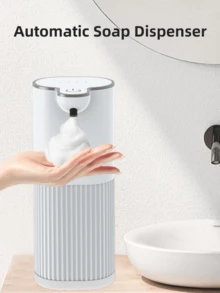 DONASIRA Máy xịt xà phòng, Chai đựng xà phòng lỏng/nước rửa chén có thể nạp lại, Máy xịt xà phòng cảm biến tự động, Không chạm, Kích hoạt bằng chuyển động, Có tùy chọn dạng bọt hoặc dạng lỏng, Dung tích cực lớn, Có thể sạc lại qua USB-C, Tuổi thọ pin dài, Thích hợp sử dụng tại nhà, Tuyệt vời để tự sử dụng hoặc làm quà tặng! - Bọt trắng - Xem 4
