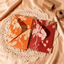 10个复古中式高档花卉信封套装，10*11厘米，适用于浪漫节日贺卡、明信片、邀请函、文具装饰和礼品赠送 - 彩色 - 查看 7