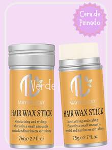 Stick de cera para el cabello, cera para peinar para pelucas suaves, stick sin grasa para el cabello, cera para peinar para cabello rebelde y encrespado - ideal para mujeres, cabello de bebé y todo tipo de cabello, termina tu flequillo de manera fresca y sin grasa, peina tu cabello con extractos naturales, antiencrespamiento - 1 Pza - Ver 2