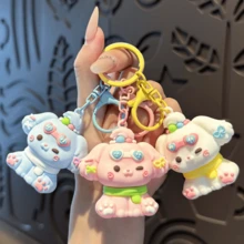 Cute Sunglasses Puppy Keychain, Small Pendant, Resin Curly Dog Charm, Mini Accessory, Claw Machine Plush Toy - Multicolor - View 2