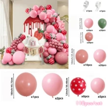 118pcs Pink Strawberry Theme Balloon Garland Arch Set, Retro Pink Polka Dot Latex Balloons, Kids 1st Birthday Strawberry Theme Party, Wedding Valentine's Day Party Decoration Balloon Kit - Multicolor - View 7