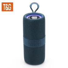 T&G 10W Bocina Bluetooth portátil, Altavoz portátil inalámbrico de 1200 mAh, mini y práctico, RGB, ideal para DJ, apto para uso en exteriores, con correa de transporte, TWS, USB, AUX. - Azul - Ver 3
