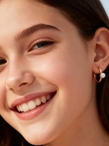 Artepollo 14K Gold Plated 925 Sterling Silver Pearl Hoop Earrings For Women, Hypoallergenic, Tarnish Resistant, Lightweight, Minimalist Daily Jewelry, Gift Box Packaging, Christmas Gift