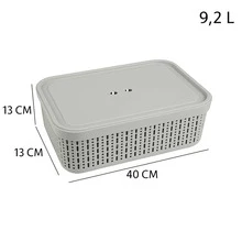 Kosz do przechowywania Nice Life 9,2 l z tworzywa sztucznego z pokrywką, wielofunkcyjny organizer do domu i biura - Wielokolorowe - Zobacz 3