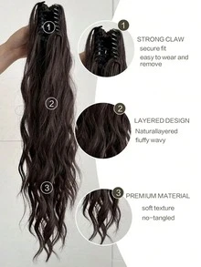 Body Wave Claw Clip In Ponytail Hair Extension Natural Black Real Human Hair Body Wave Ponytail Hair Extension Body Wave Human Hair Ponytail For Women Daily Wear 8inch 18inch 26inch Elegant Curly Body Wave Ponytail Hair Extension Real Human Hair