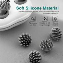 Portable USB Silicone Scalp Massager, With 4 Detachable Massage Claws, 3 Adjustable Modes, Deep Relaxation Body Massage Tool, Scalp Scratch Massage Brush, Cat/Dog Massager - Multicolor - View 10