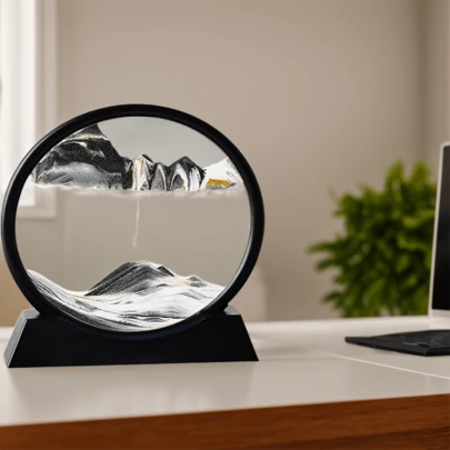 7-Inch Round, Available In Various Styles, Featuring A Flowing Sand Design. Ideal For Desktop Decorations And Home Décor, Suitable For Most Occasions, And A Perfect Holiday Gift.