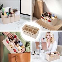 1 túi lót đa năng cỡ vừa/lớn/cực lớn, túi đựng mỹ phẩm, túi đựng đồ vệ sinh cá nhân, màu đen & kaki, dung tích lớn, có thể gấp gọn, túi bên trong có thể tháo rời, phụ kiện du lịch - Màu be - Xem 12
