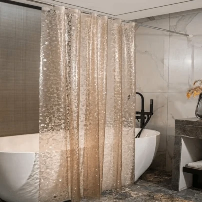 Cortina de Box para Banheiro c/ ilhós Anti Mofo Resistente Alta Qualidade 100% PVC 2,00x1,80 Premium