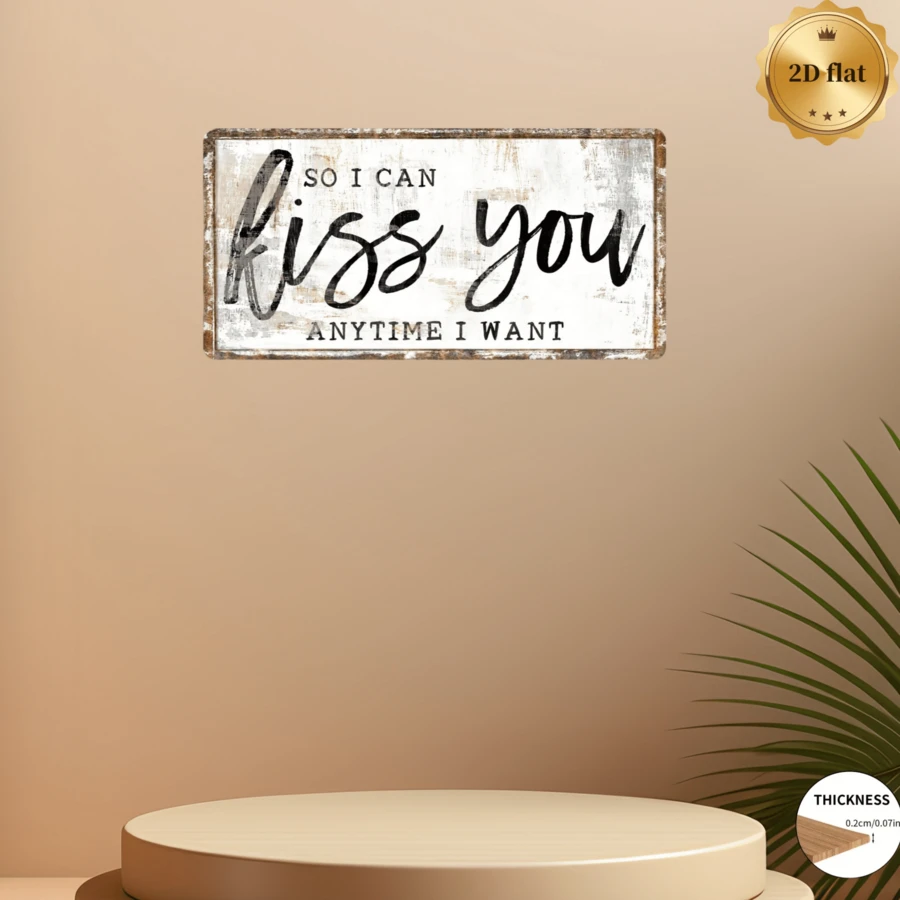 1 pieza, Letrero de aniversario vintage, Letrero de madera, Decoración del dormitorio principal, Regalo de aniversario para parejas, (Para que pueda besarte) Letrero de madera, 30x15CM, Decoración de pared, Decoración del hogar, Decoración del dormitorio, Decoración de la habitación, Decoración de granja - A - Ver 1