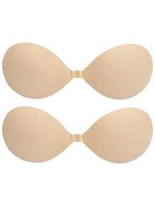 2 / 1 Pack Solid Color Adhesive Bra Thin Padded Push Up Nipple Covers Women Backless Strapless Bra Seamless Self-Adhesive Silicone Nipple Covers Wedding Lingerie For Daily Use - Multicolor - View 20