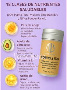 Stick de cera para el cabello, cera para peinar para pelucas suaves, stick sin grasa para el cabello, cera para peinar para cabello rebelde y encrespado - ideal para mujeres, cabello de bebé y todo tipo de cabello, termina tu flequillo de manera fresca y sin grasa, peina tu cabello con extractos naturales, antiencrespamiento - 1 Pza - Ver 3