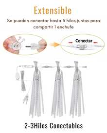 Tira de Luces Guirnalda 262 Luces Digitales Navideñas  LED Max  Efecto meteoro 3 metros  Dosyu Lluvia Serie 8 Tubos 30cm - Blanco Frío - Ver 4