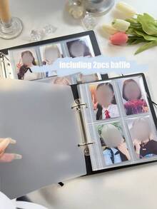 1pc 4-Grid Transparent Loose-Leaf Photo Albums, 2 Holes Pocket Storage Booklet Laser Cards Bills Stickers Invoices Notes Favorites Photo Albums Business Card Books, Exquisite Card Album Inner Page