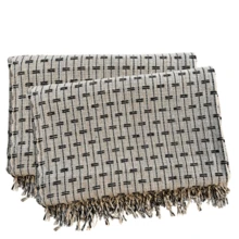Sofa Throw Blanket, Brick Pattern, 2.20 X 1.60 Meters, Large Size, Sofa Cover Type, Cotton. - Caramelo con marrón - Ver 2