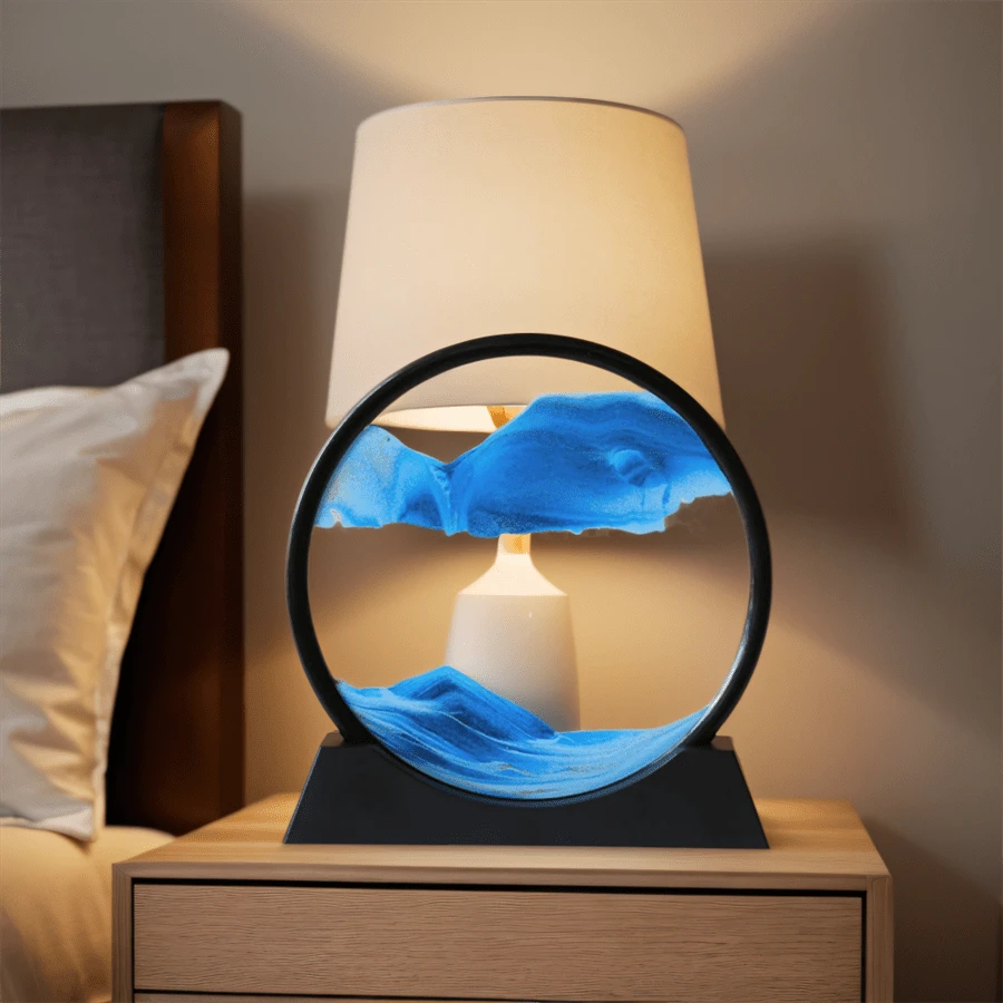 7-Inch Round, Available In Various Styles, Featuring A Flowing Sand Design. Ideal For Desktop Decorations And Home Décor, Suitable For Most Occasions, And A Perfect Holiday Gift. - Blue - View 1