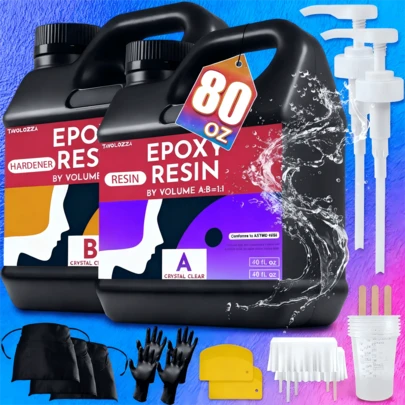 Newly Formulated Crystal Clear Epoxy Resin, Strong, Bubble-Free, Anti-Yellowing Art Resin That, Suitable For Casting, DIY, Resin Art, Molds, Jewelry, Easy To Mix 1:1 Ratio-PUDUO| Epoxy Resin Kit 80oz