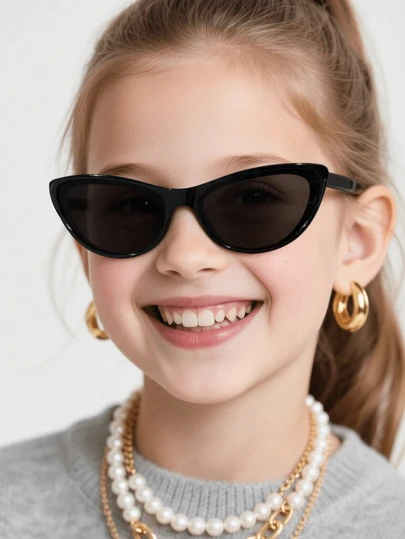 1PC Teenagers 12-16Y Acrylic Casual Retro Solid Color Cat Eye Frame Fashion Glasses Suitable For Holidays, Outings, Outfit Matching, And Festival Gifts