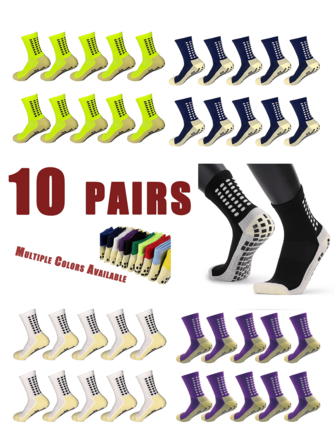 10 Pairs Polka Dot Sports Socks, Non-Slip & Durable, Unisex Knit Socks