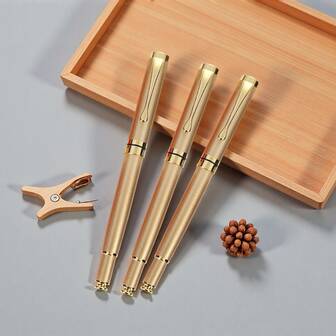 奢华金属镀金圆珠笔/手感厚重的男女通用商务笔/高端商务礼品笔/书写流畅/适用于商务、办公、学习和签名等场合，高端企业礼品之选