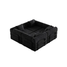Sofá Cama Chenille 2 en 1 con Almacenamiento en el Reposabrazos, Tres Estructuras Metálicas y Múltiples Opciones de Configuración. Conjunto de Dos Piezas - Negro + Chenilla + 4 plazas - Ver 8