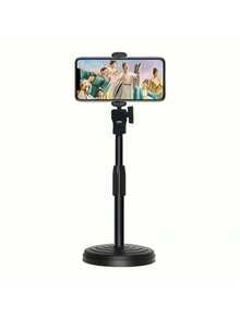 1pc手机直播支架可升降便携式桌面摄像头懒人电视节目多功能手机支架加重盘通用自由升降支架 - 彩色 - 查看 5