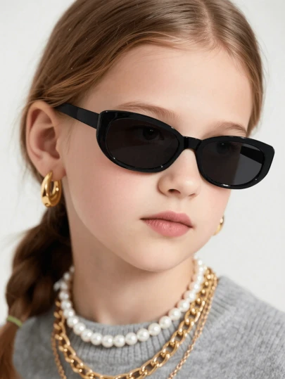 1PC Acrylic Casual Retro Solid Color Cat-Eye Fashion Glasses For Teenagers Aged 12-16, Suitable For Daily Outfit Matching And Holiday Outings