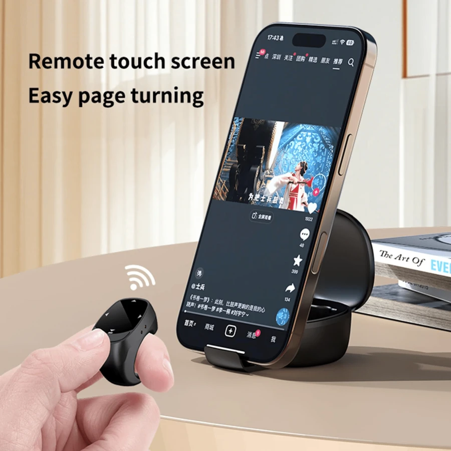 Bluetooth Remote Control Page Turner, Scrolling Ring Clicker For Camera Video Recording Shutter Selfie, Rechargeable Finger Remote For Smartphone Tablets Suitable For Summer Vacation, Travel Holiday, Portable Camera Shutter Vacation Travel Camera Clicker Phone Clicker Phone Remote