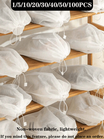 1/5/10/15/20/30/40/50/100 יחידות שקיות נעליים לא ארוגות נגד אבק, שקיות אחסון אטומות לאבק עם שרוך, שקיות אחסון גרביים, שקיות נעליים ניידות, גובה 14.96 אינץ', מתאים לנעלי ספורט, כפכפים, נעלי ריצה, אידיאלי לאחסון גרביים ונעליים, חיוני לנסיעות, מעונות, חדר אמבטיה, מתלה נעליים בארון, שקיות אריזה חיוניות לנסיעות, עמידות בפני אבק ולחות.