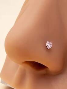 1 Pc Elegant Copper Zirconia Nose Stud - Sparkling Piercing Jewelry For Everyday Wear & Special Occasions - Nose Piercing - View 10