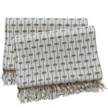 Sofa Throw Blanket, Brick Pattern, 2.20 X 1.60 Meters, Large Size, Sofa Cover Type, Cotton. - Raw With Caramel - View 2