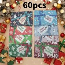 8/60个迷你信封，带圣诞元素，新年红包，3.94*2.76英寸，礼品卡信封，自粘信封，圣诞节，万圣节礼物，生日派对，婚礼，聚会，情书，节日贺卡 - 彩色 - 查看 14