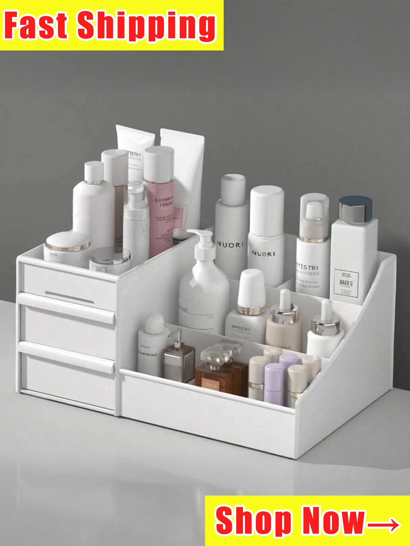 Makeup Organizer Box, Desktop Storage Stand, Rotating Pen Holder For Office Supplies And Cosmetic Brushes.Drawer-Style Vanity Box Dressing Table Surface Cosmetic Organiser Compartmentalised Storage Box Dormitory Storage Rack.Secret Santa Gifts For Women.Valentine's Day Gift.Christmas Gift. - Multicolor - View 1