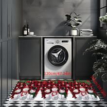 Christmas Gingerbread Man Pattern Kitchen Mat Set, Anti-Fatigue Anti-Slip Flannel Carpet, Suitable For Sink, Bedroom, Living Room, Dining Room, Easy To Clean, Stain Resistant, Made Of Polyester, Machine Washable - Multicolor - View 7